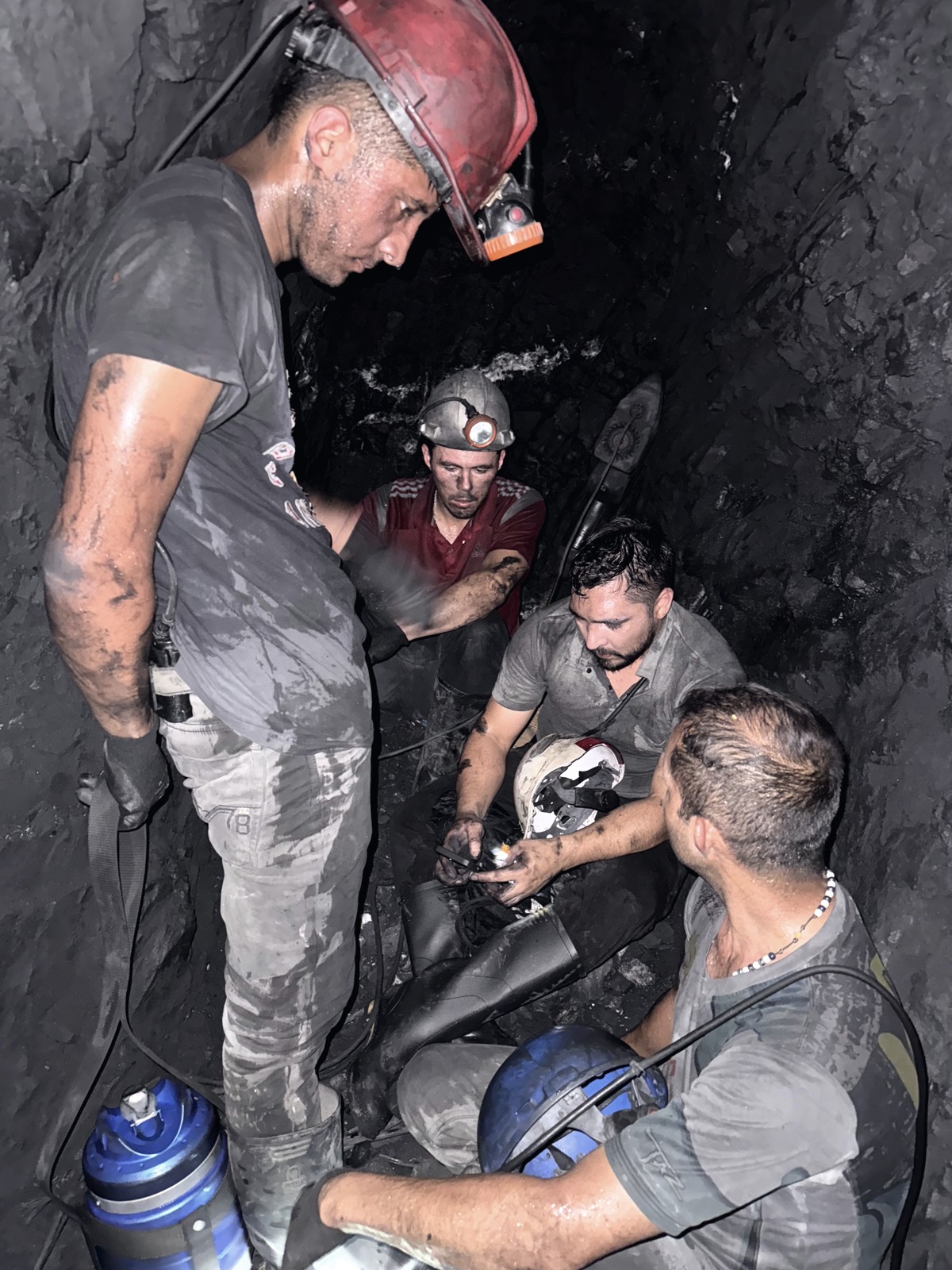 GemstoneX staff alongside miners underground at a Colombian emerald mine