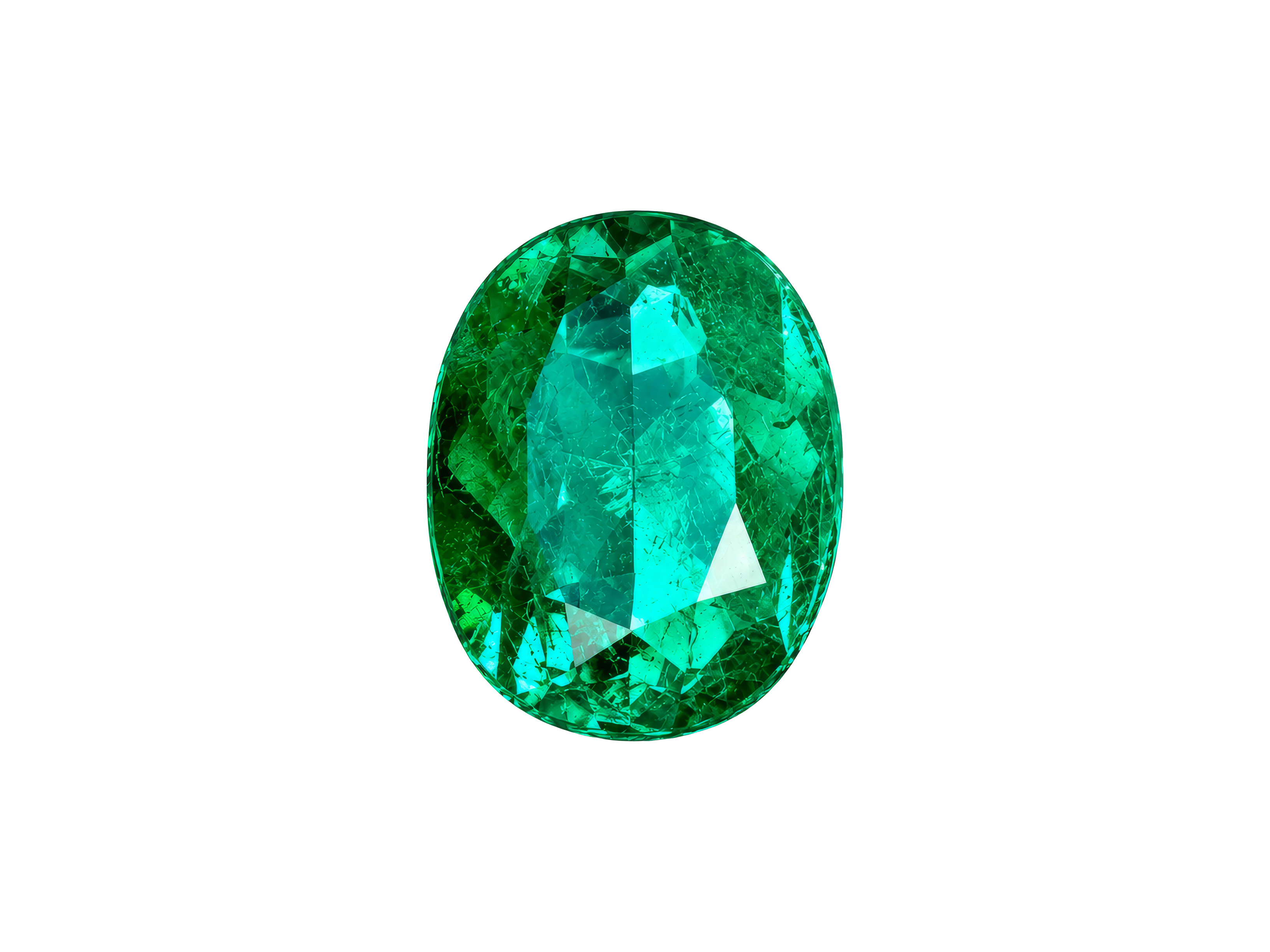 A certified vivid green oval emerald
